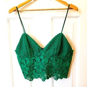 Bardot Emerald Lace Crop Top size 10